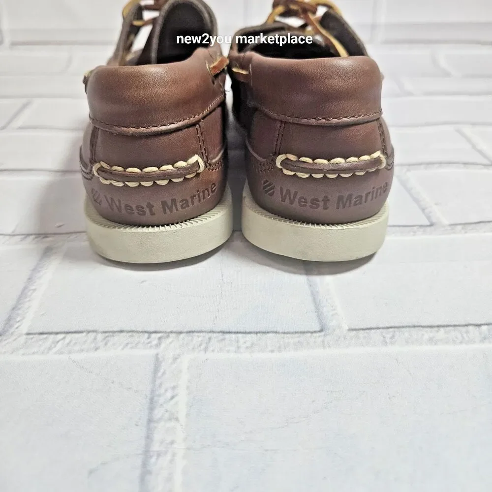 West Marine Boat Shoes Womens Size 7 Classic Mocs 1310 Loafers Brown Slip On
